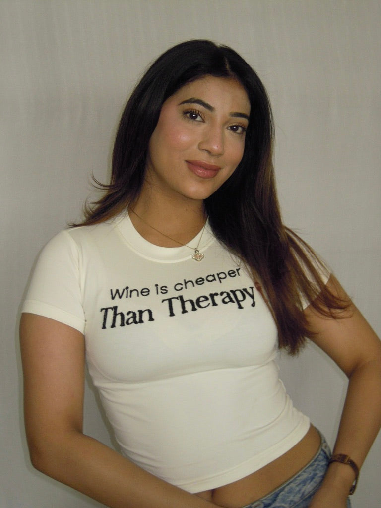 Wine Is Therapy White Tee