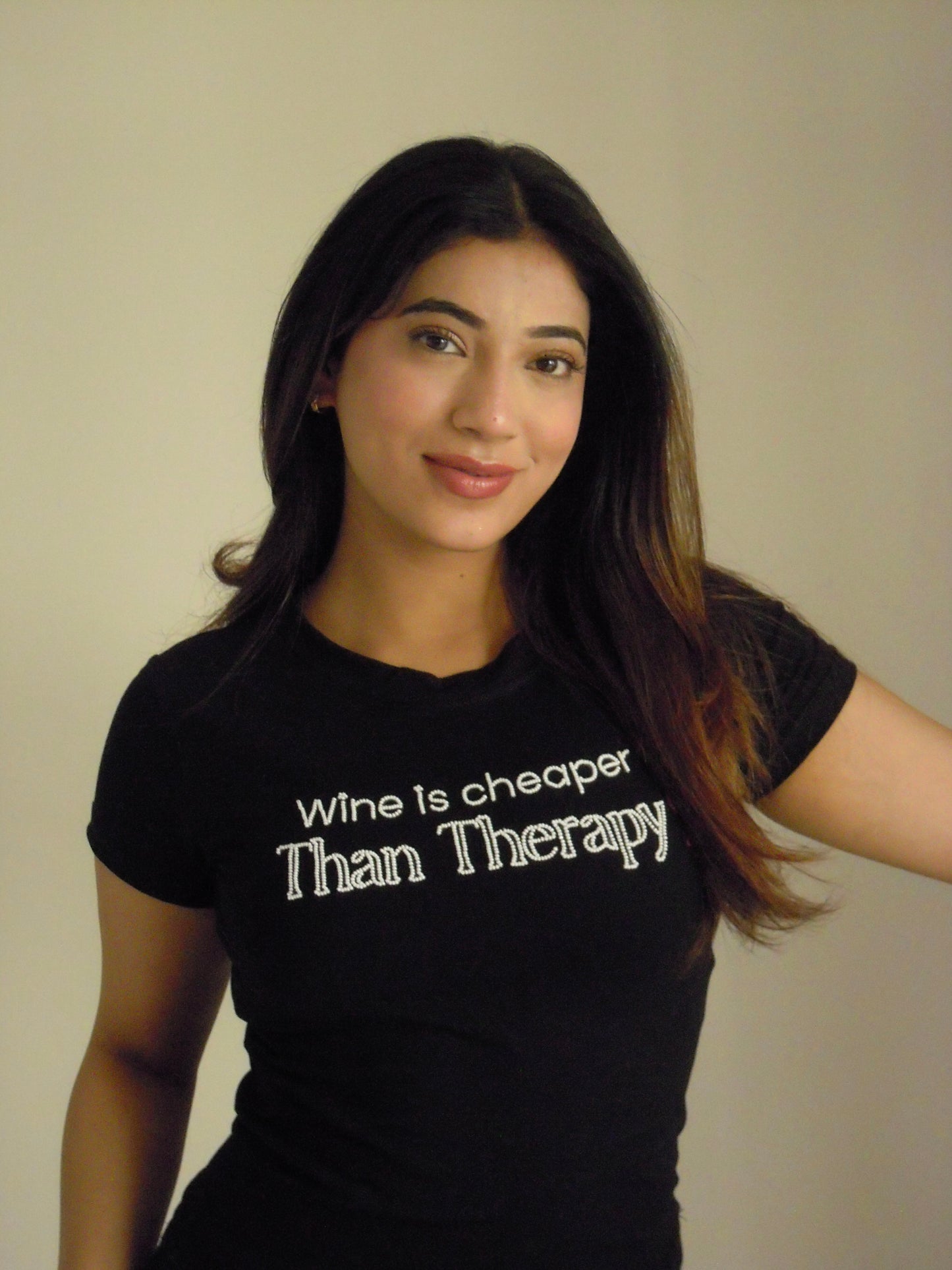 Wine Is Therapy Black Tee