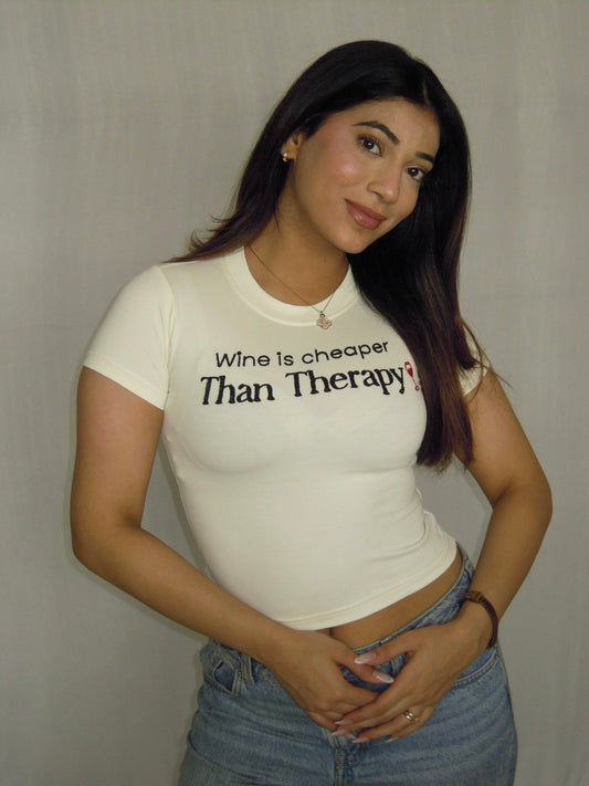 Wine Is Therapy White Tee