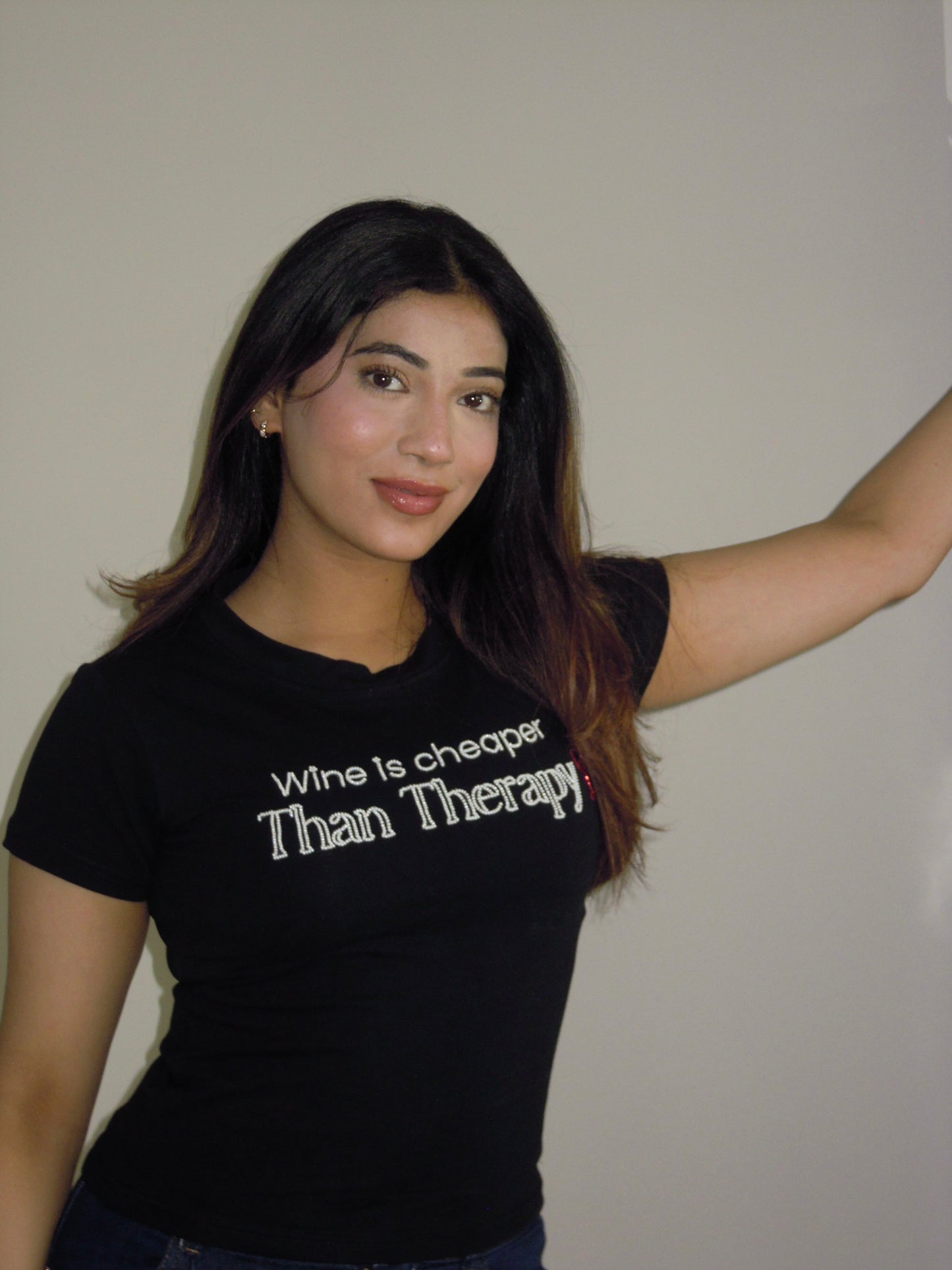 Wine Is Therapy Black Tee