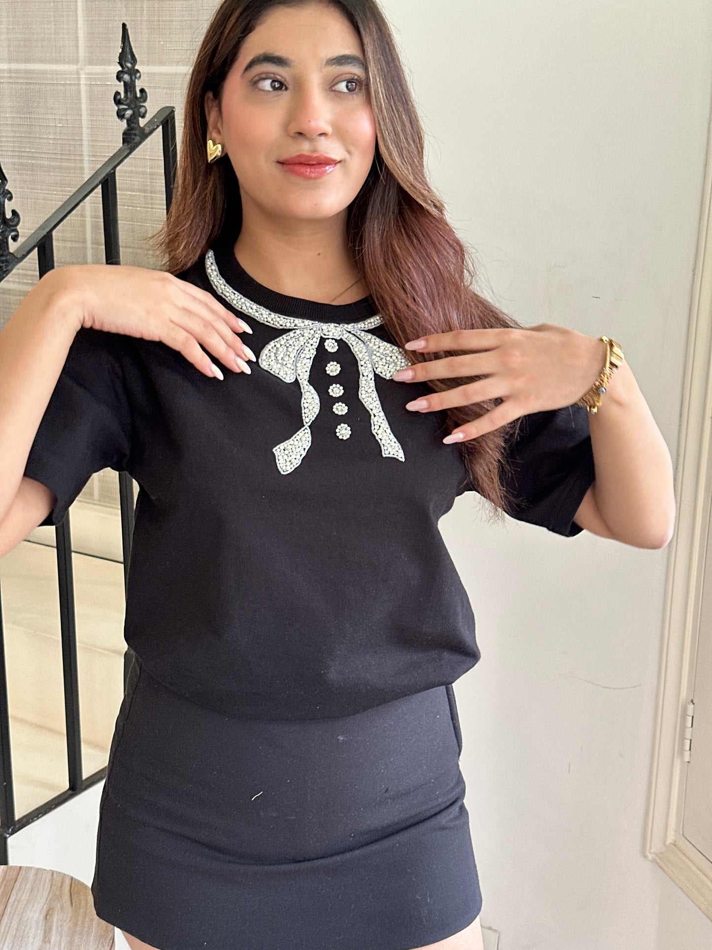 Noir Bow Luxe Tee