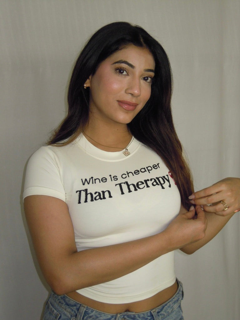 Wine Is Therapy White Tee