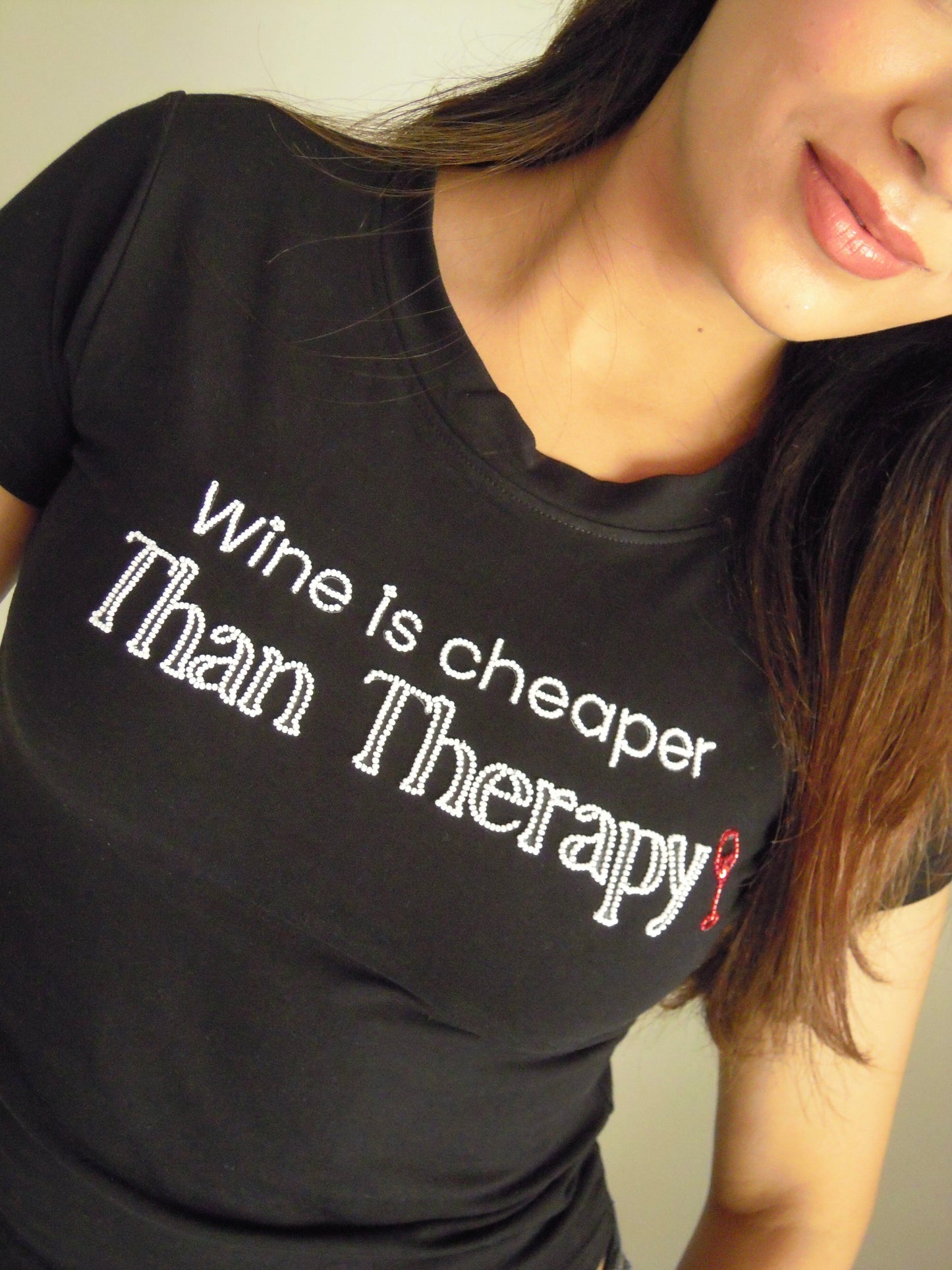 Wine Is Therapy Black Tee