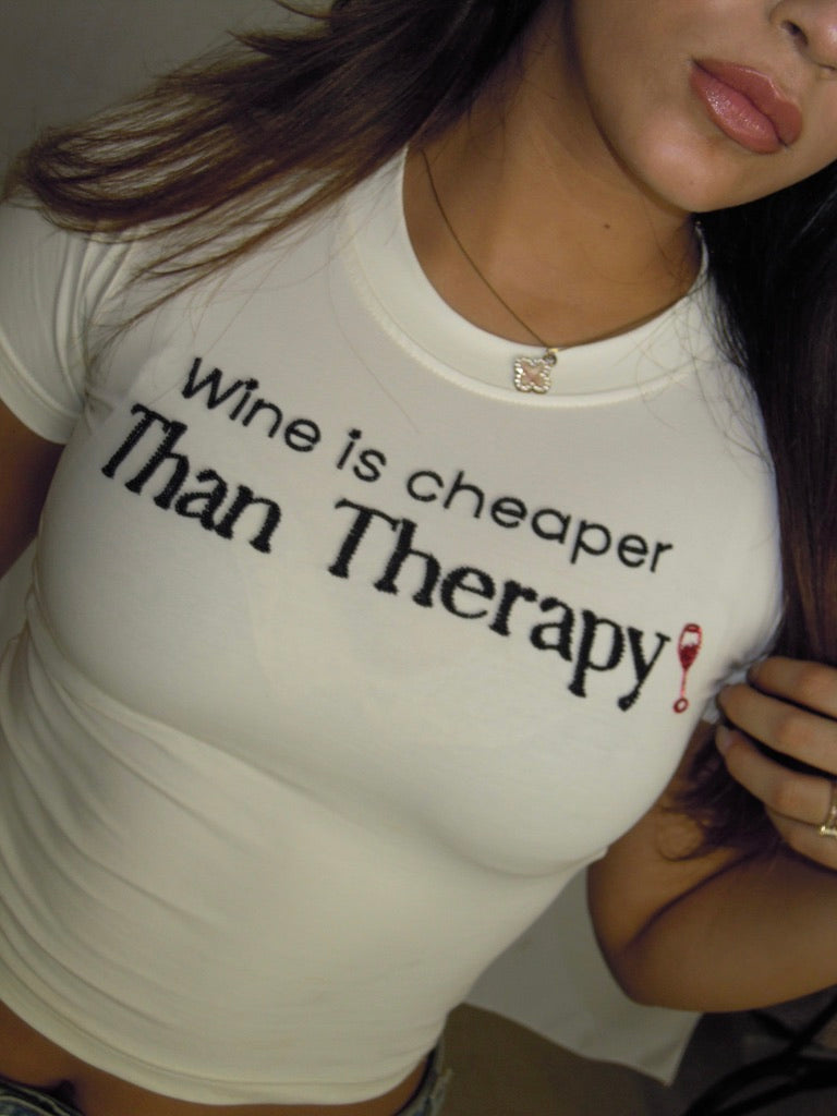 Wine Is Therapy White Tee