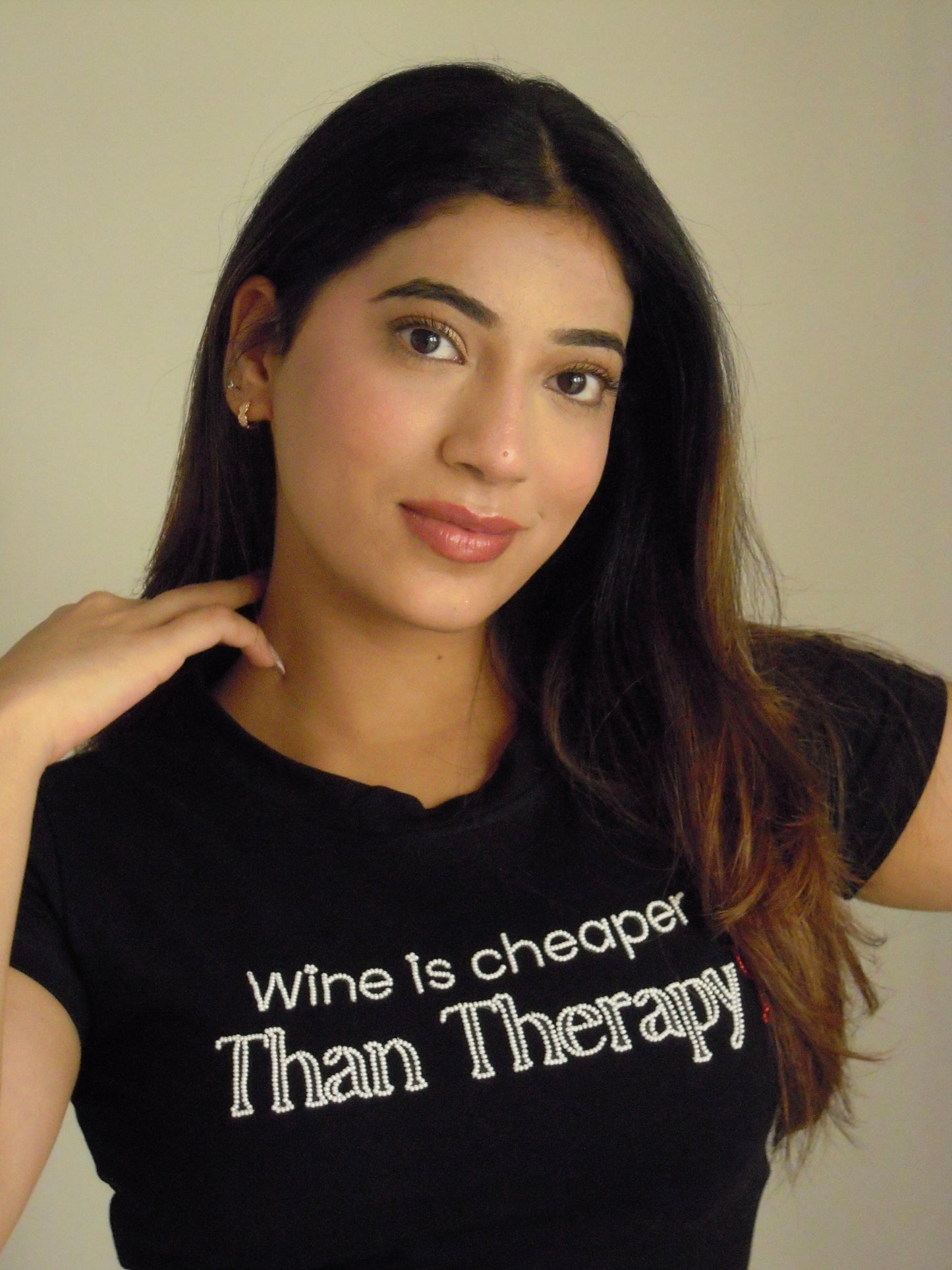 Wine Is Therapy Black Tee